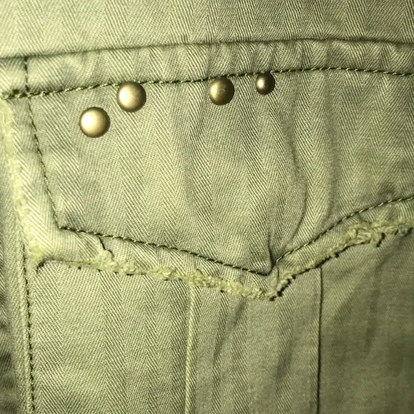 Free People Olive Green Jean Jacket with Floral Hem - Picture 5 of 6